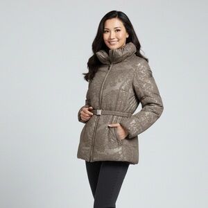 044 ARMANI Women’s Down-filled Puffer Jacket - Taupe, Sz 6